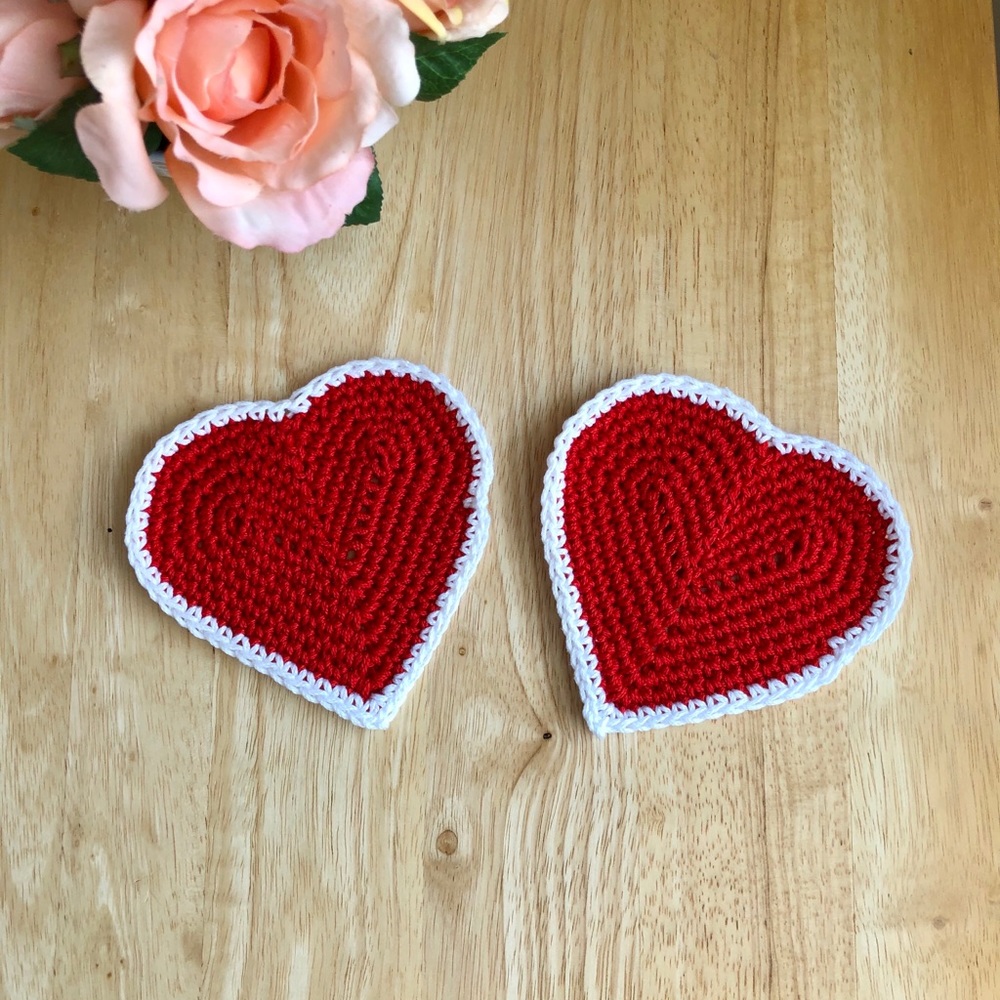 NEW Crochet Heart Coasters (2 pack) - Picture 2 of 6